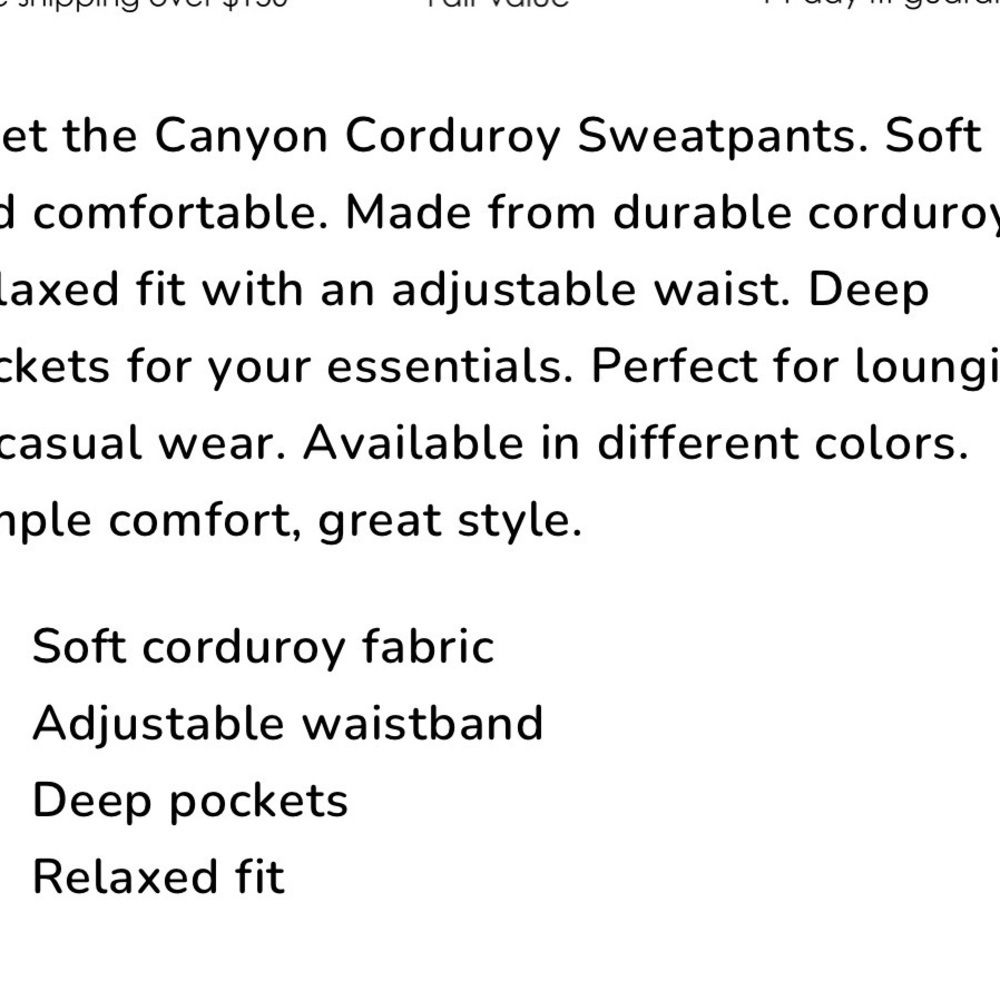 NWT My Artisio Canyon Corduroy Men’s Sweatpants/Joggers Cream Large - Picture 4 of 4